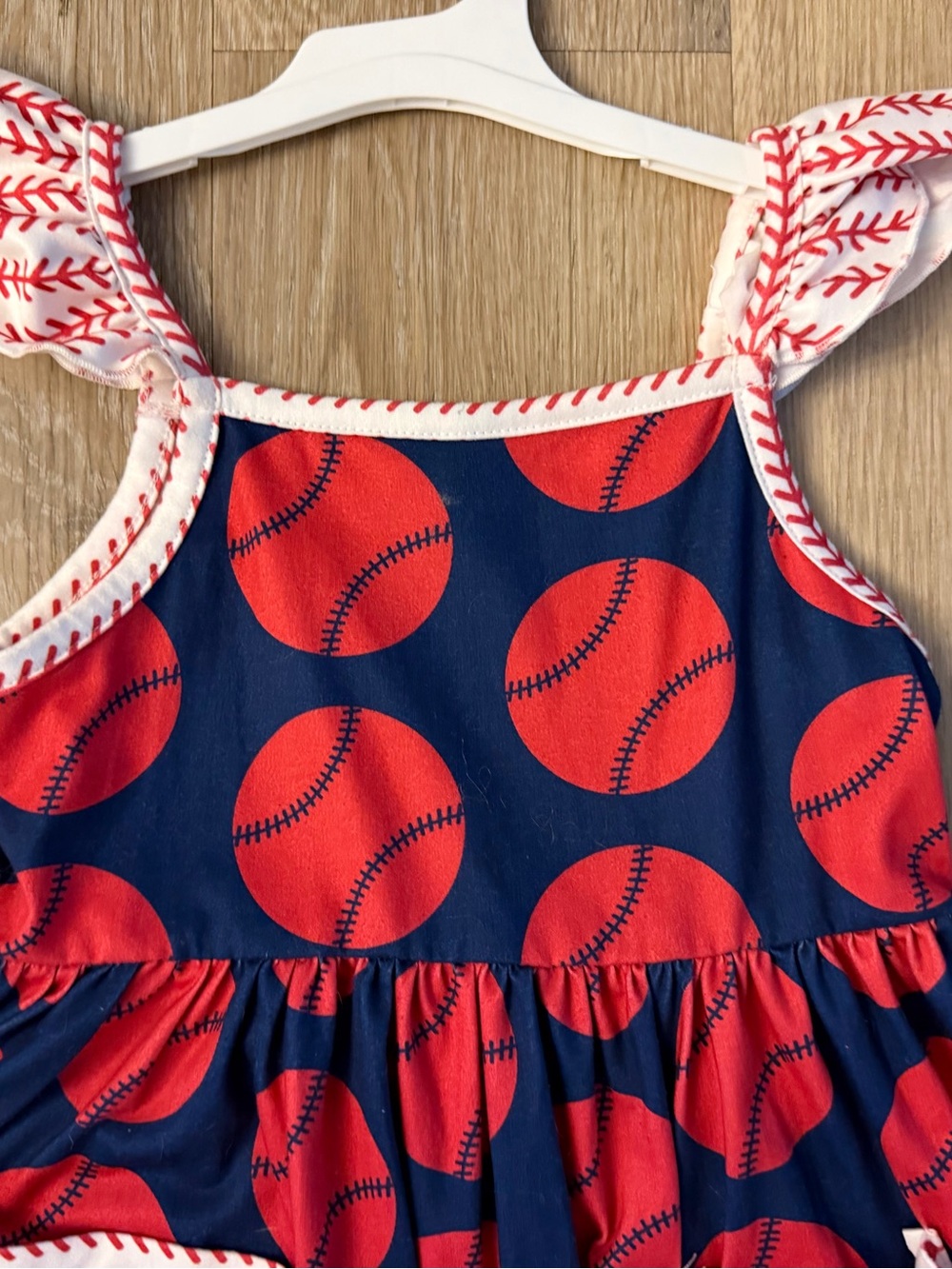 Pete & Lucy Girl's Size 4T Red & Navy Sundress With Baseball Pattern - Picture 3 of 7